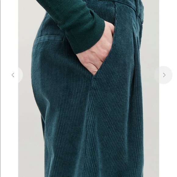 NWT COS Blue-Green Wide-Leg Corduroy Trousers MSRP$115 - Picture 11 of 16